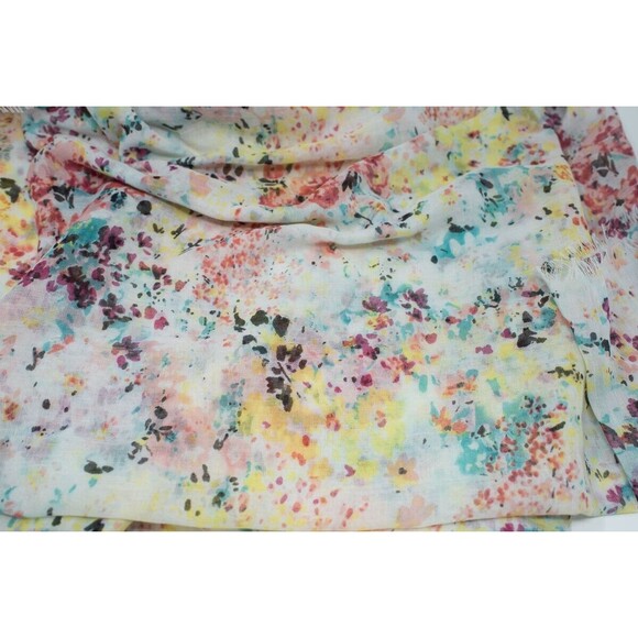 Lightweight raw hem floral abstract watercolor scarf - Picture 2 of 6